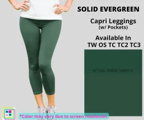 Solid Evergreen Capri Leggings w/ Pockets