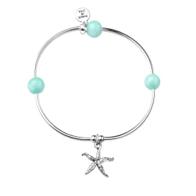 Starfish | Soft Bangle Charm Bracelet | Tiffany Blue Agate