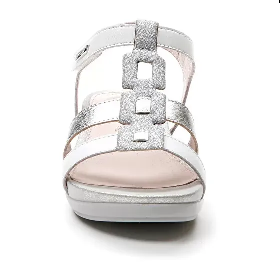 Stonefly women's comfortable casual sandal with 4 cm heel eve24 tassel 219150 150 white silver