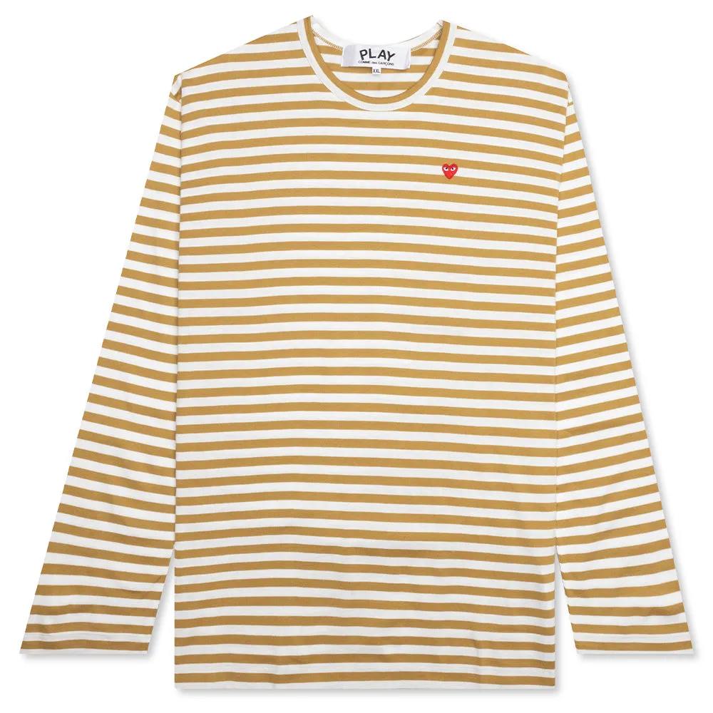 Striped Long Sleeve T-Shirt - Olive/White