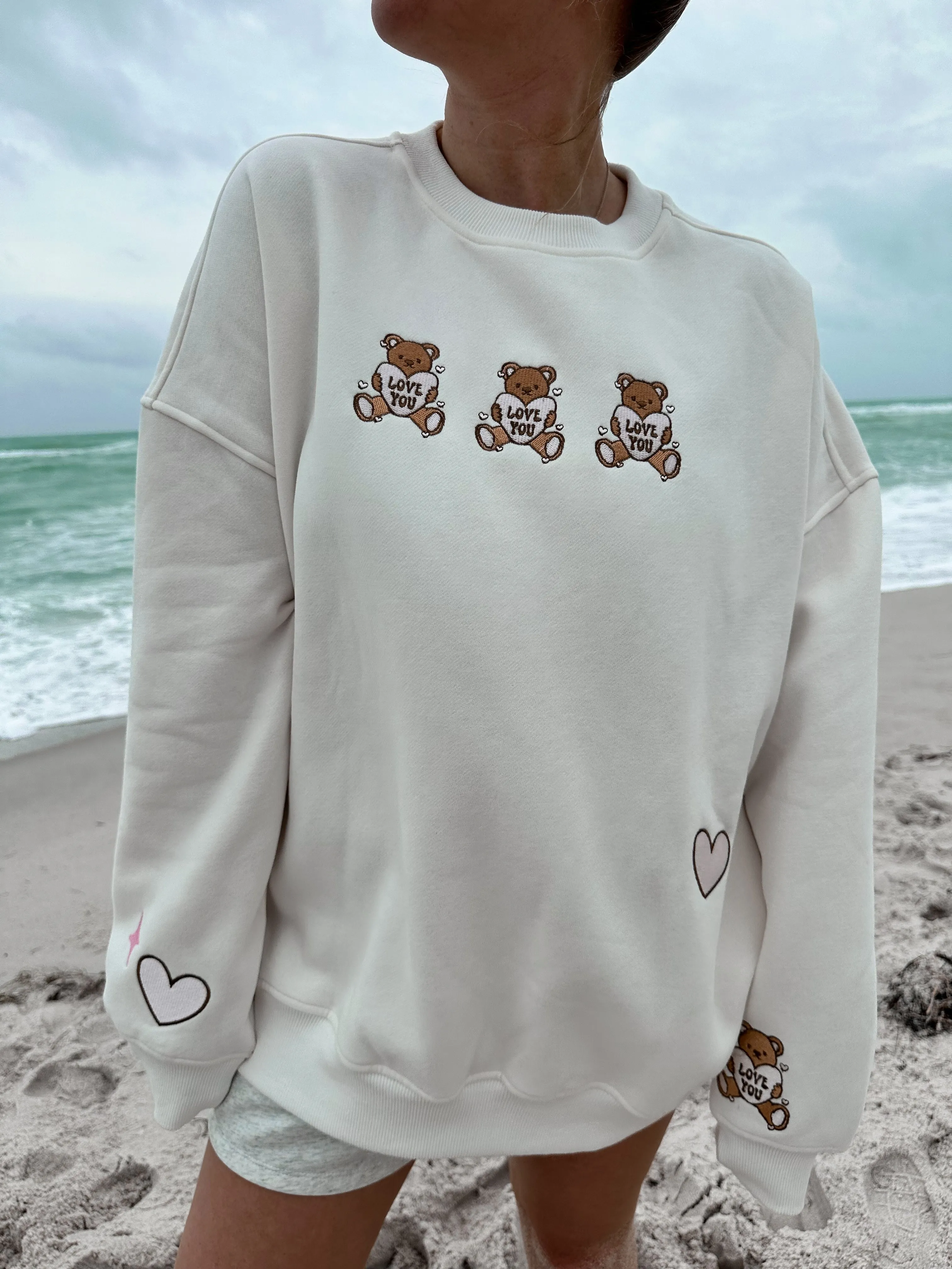 Teddy Bear Embroider Sweatshirt