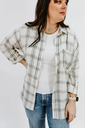 Too Good Oversized Plaid Top Black & White