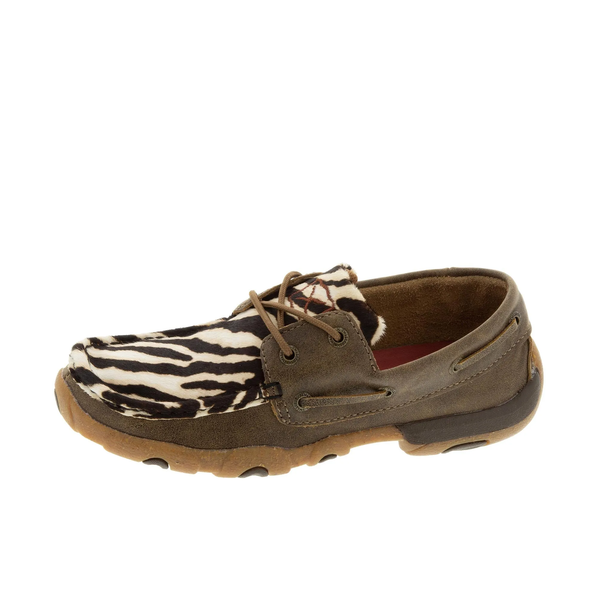 Twisted X Womens Boat Shoe Driving Moc Hair On Hide Bomber