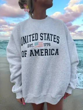 United States Of America Embroider Flag Sweatshirt