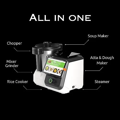 Upliance delishUp, AI Cooking Assistant with unlimited recipes from around the world | WiFi & built-in 8 inch Touch screen | Automated Chop, Saute, Stir, Knead, Steam And Cook