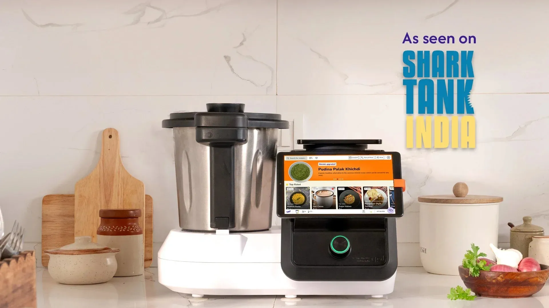 Upliance delishUp, AI Cooking Assistant with unlimited recipes from around the world | WiFi & built-in 8 inch Touch screen | Automated Chop, Saute, Stir, Knead, Steam And Cook