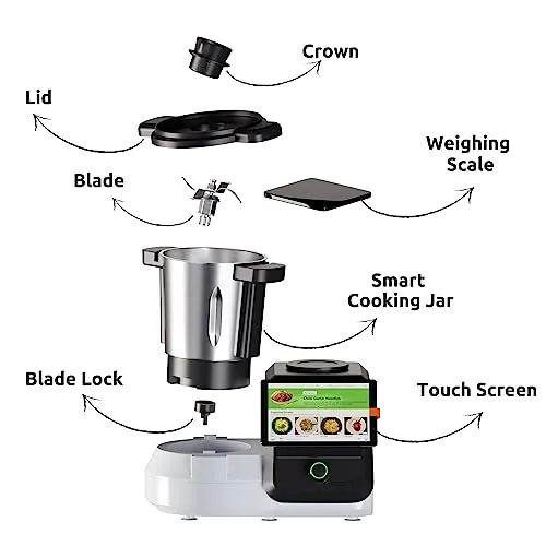 Upliance delishUp, AI Cooking Assistant with unlimited recipes from around the world | WiFi & built-in 8 inch Touch screen | Automated Chop, Saute, Stir, Knead, Steam And Cook