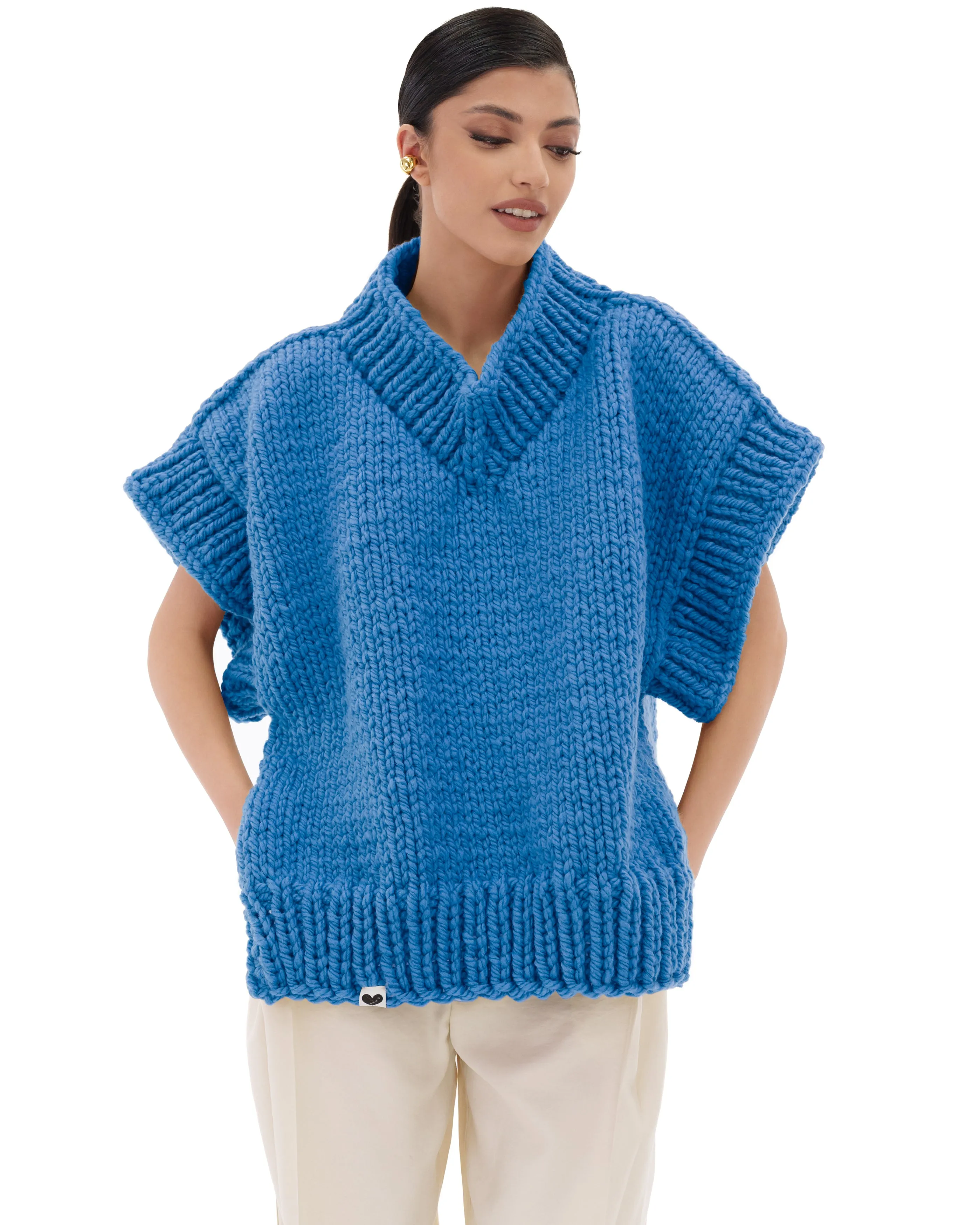 V-neck Poncho Sweater