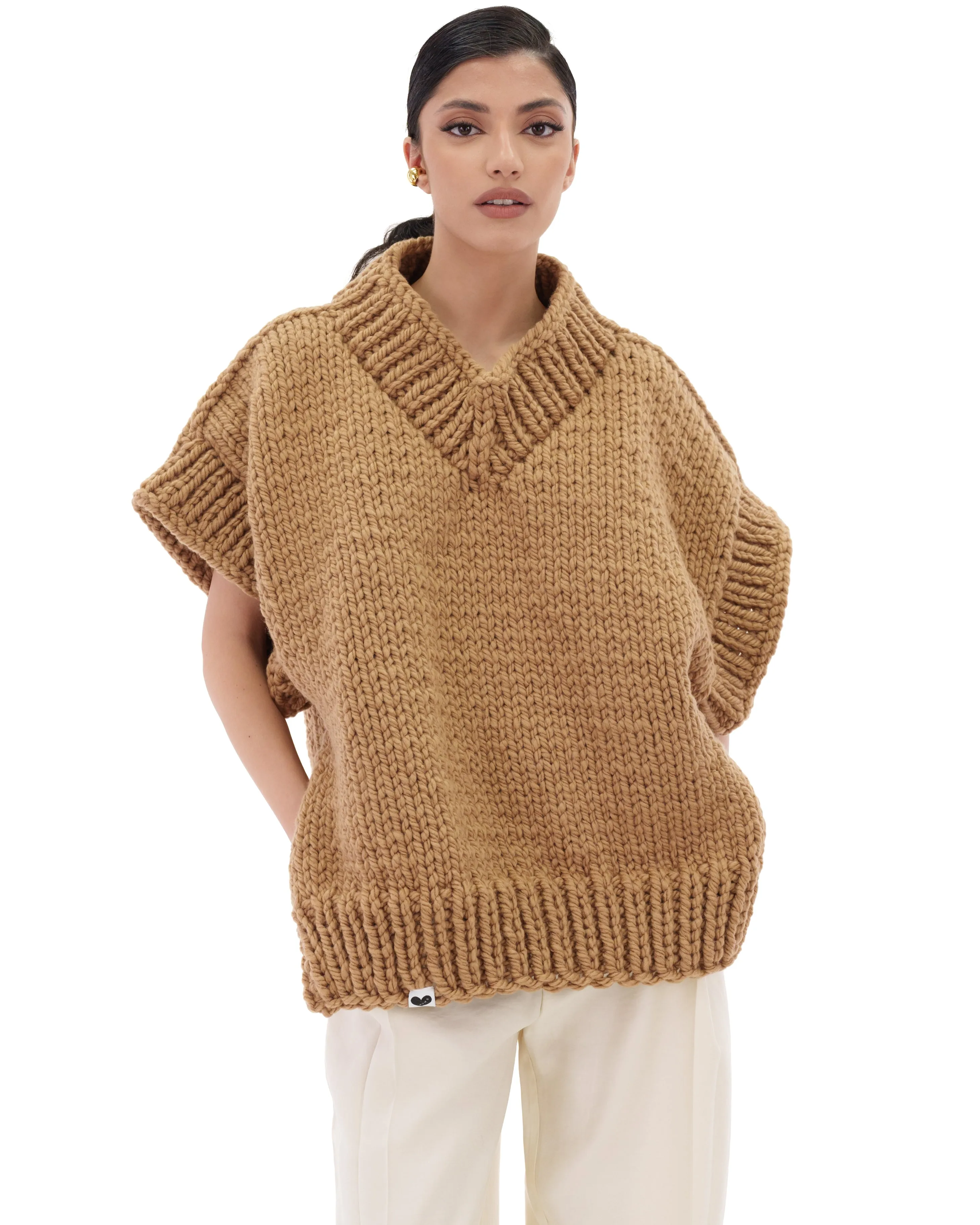 V-neck Poncho Sweater