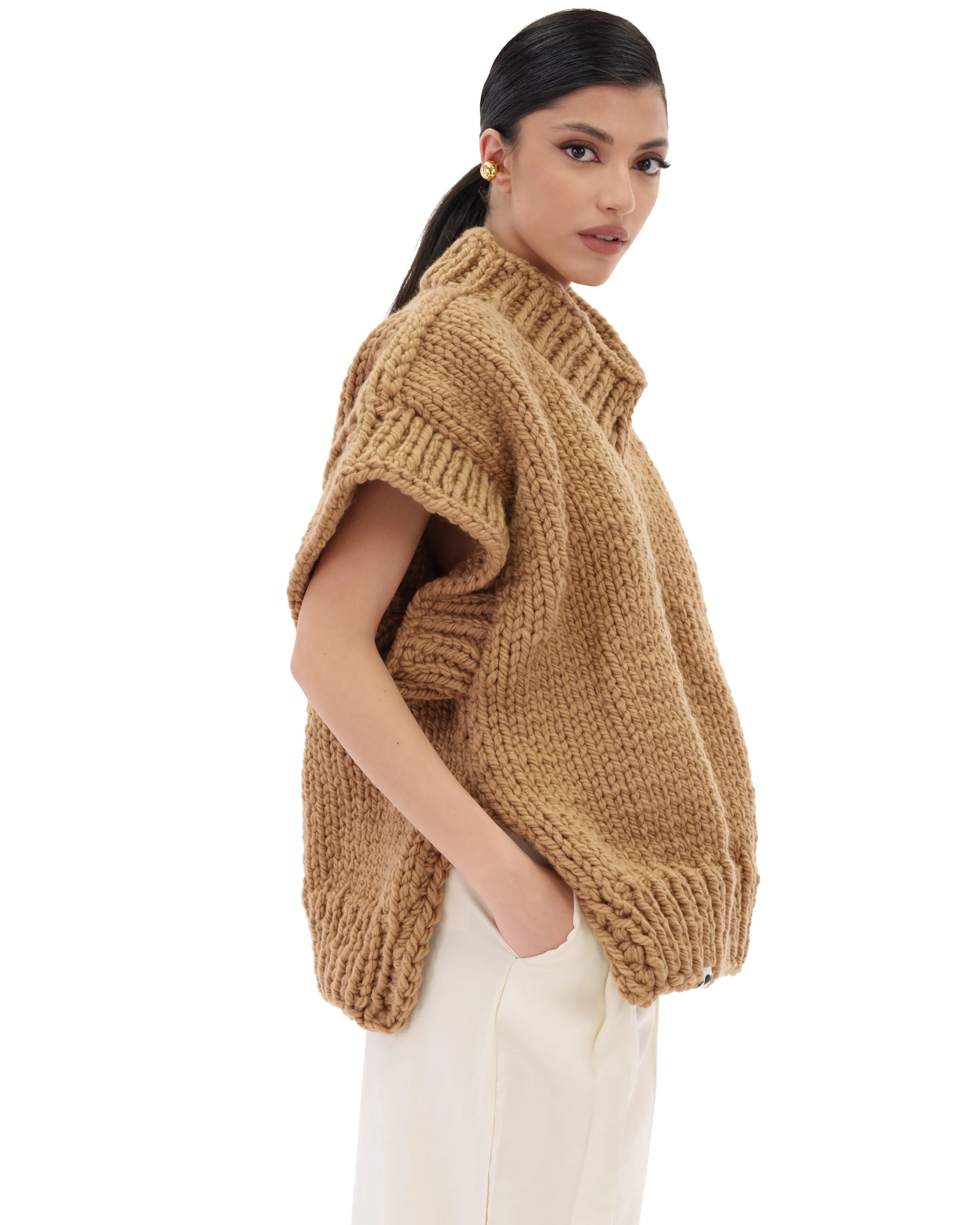 V-neck Poncho Sweater