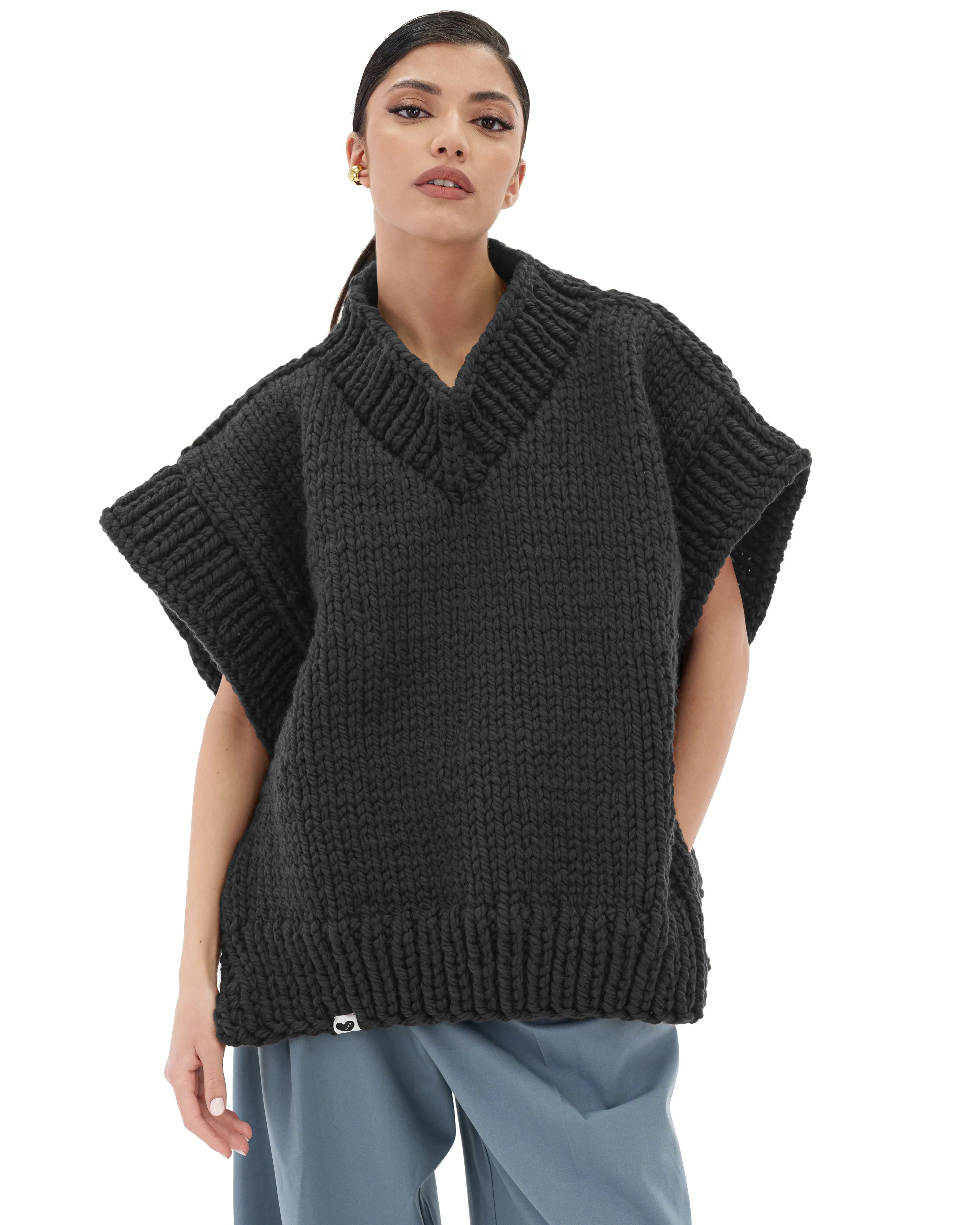 V-neck Poncho Sweater