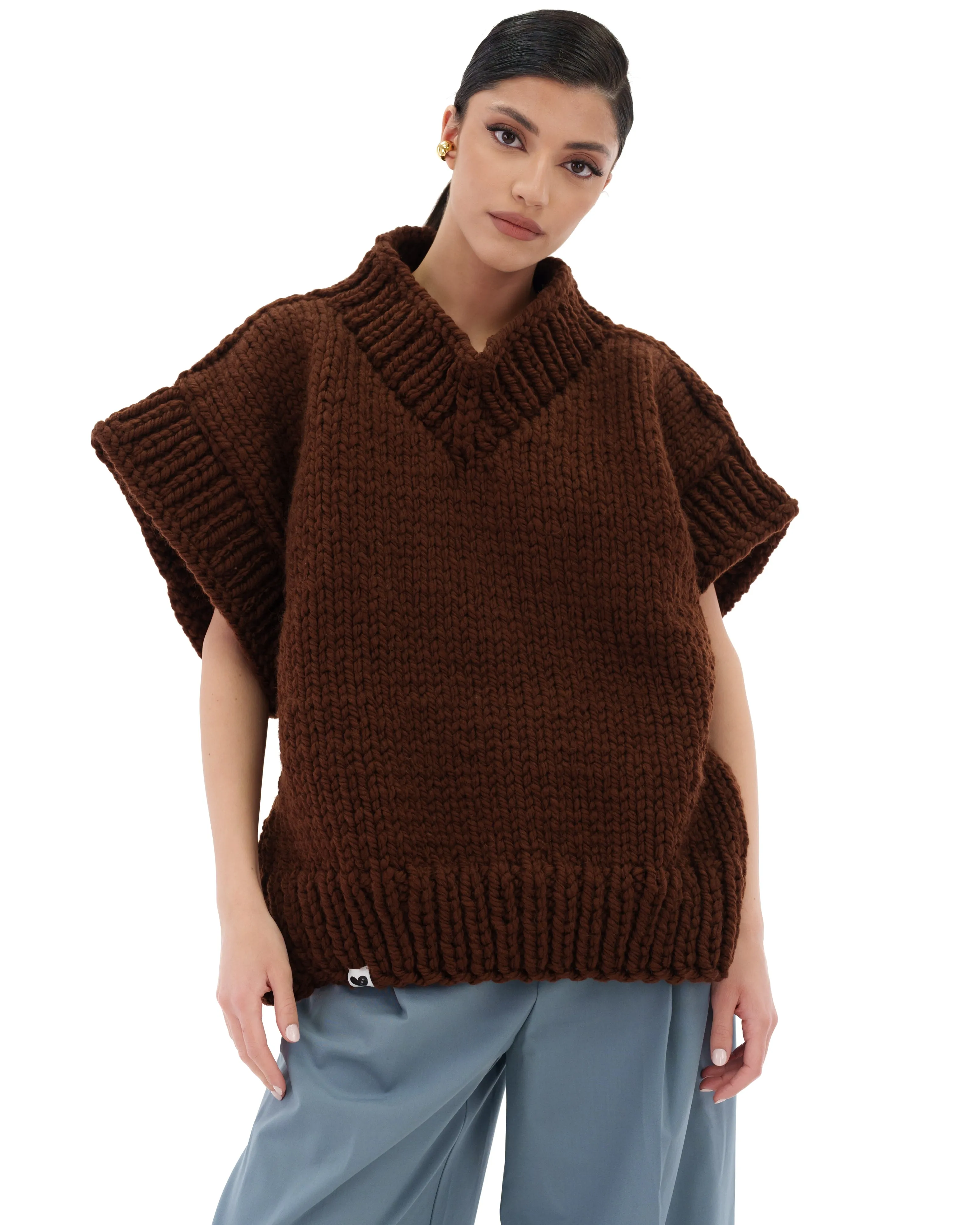 V-neck Poncho Sweater