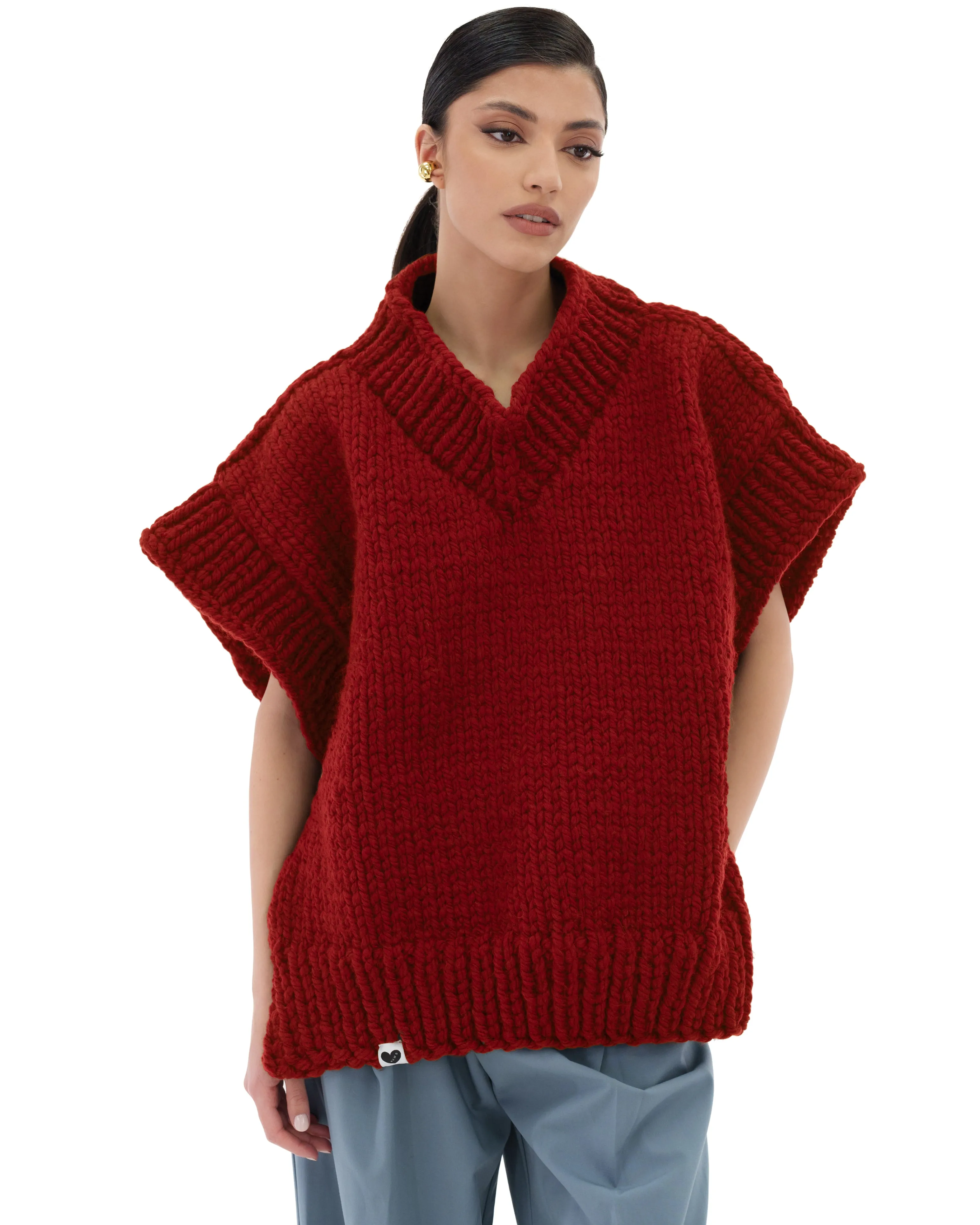 V-neck Poncho Sweater