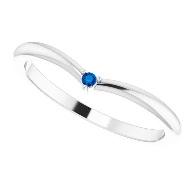 Vani Band - Tiny Diamond, Moissanite or Sapphire V-Shape Contoured Stacking Wedding Ring