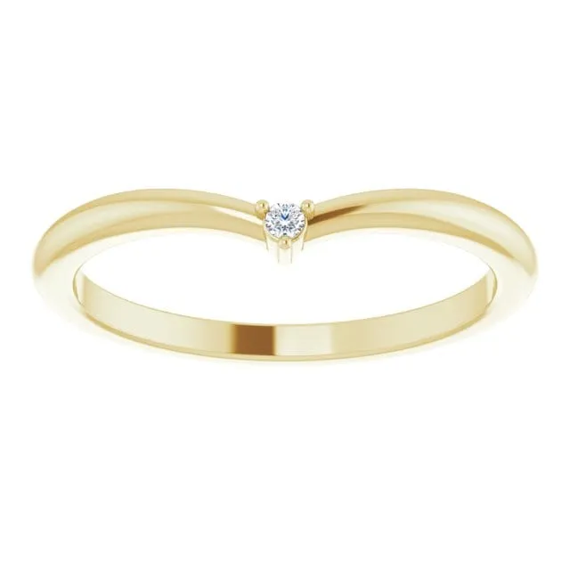 Vani Band - Tiny Diamond, Moissanite or Sapphire V-Shape Contoured Stacking Wedding Ring