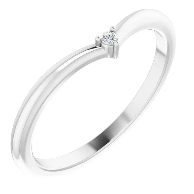 Vani Band - Tiny Diamond, Moissanite or Sapphire V-Shape Contoured Stacking Wedding Ring