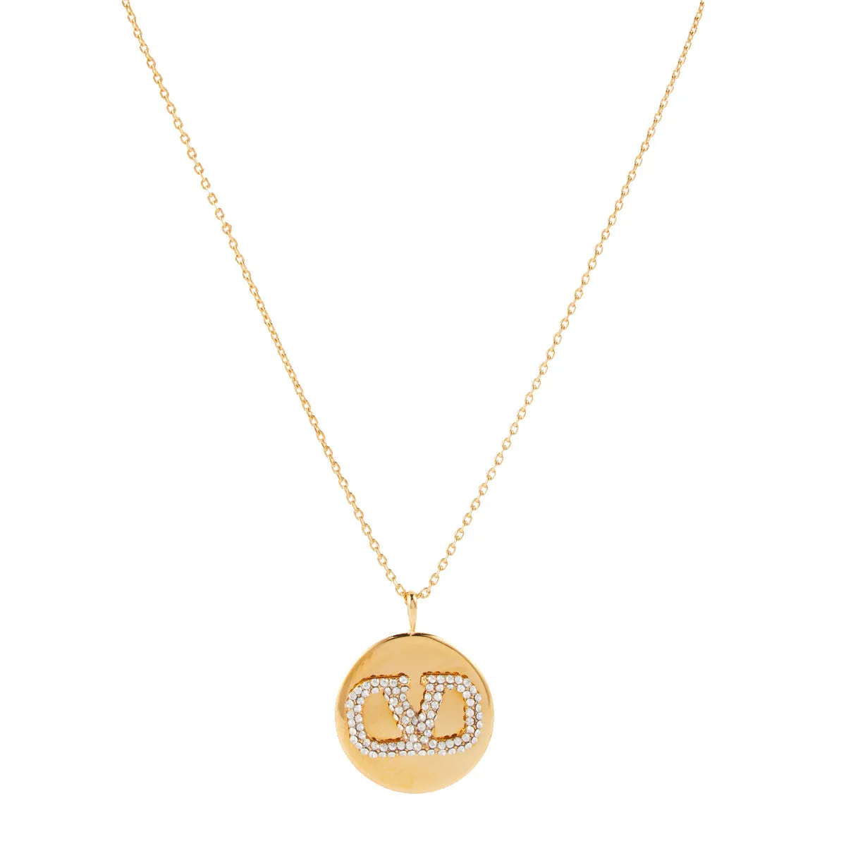 VLOGO Round Emblem Necklace, Gold