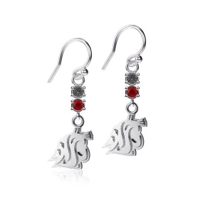 Washington State Cougars Dangle Earrings - Silver w/ gems