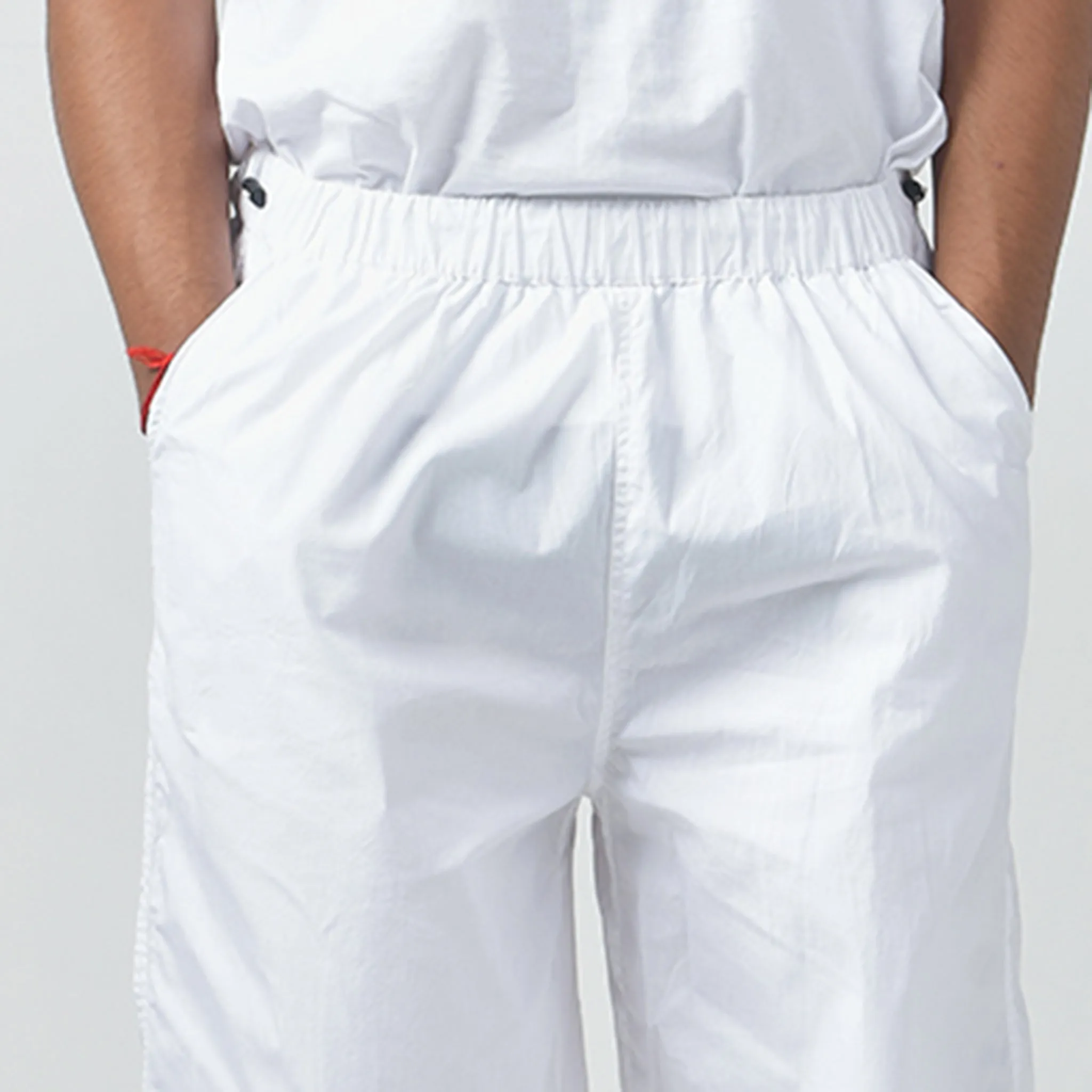 White Oversized Parachute Pants for Men