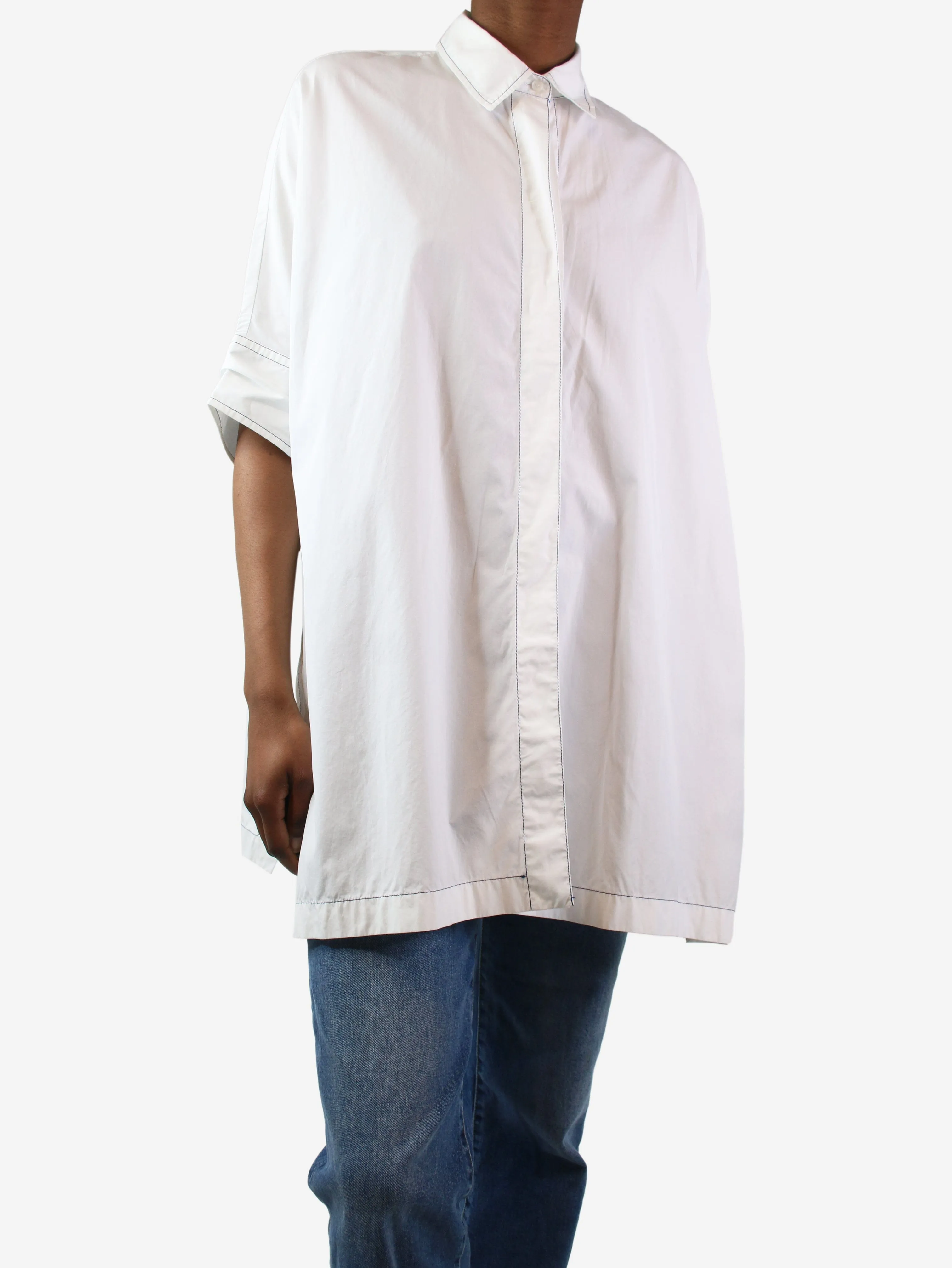 White oversized sides slit shirt - size XS