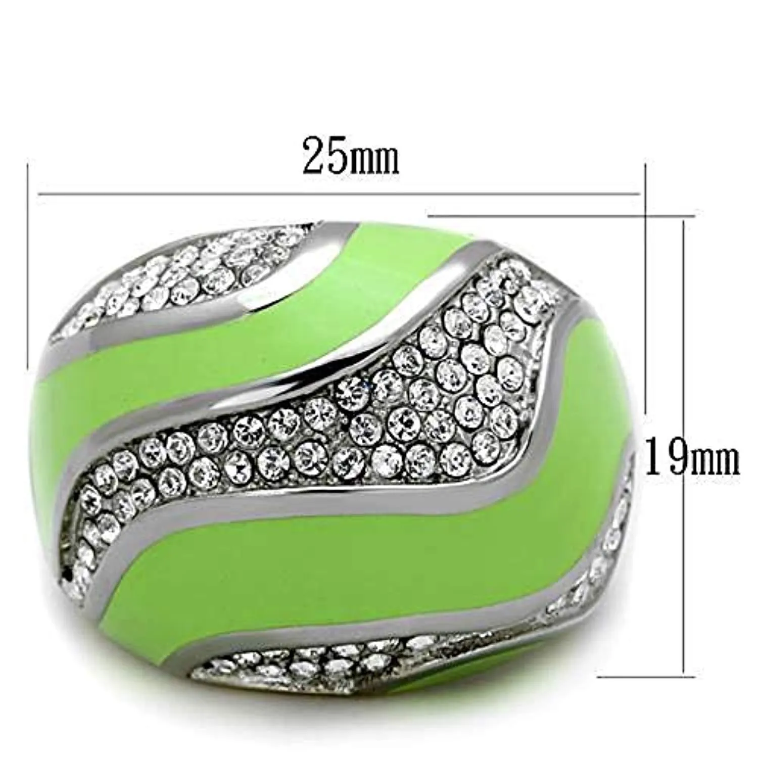 WildKlass Stainless Steel Ring High Polished (no Plating) Women Top Grade Crystal Clear