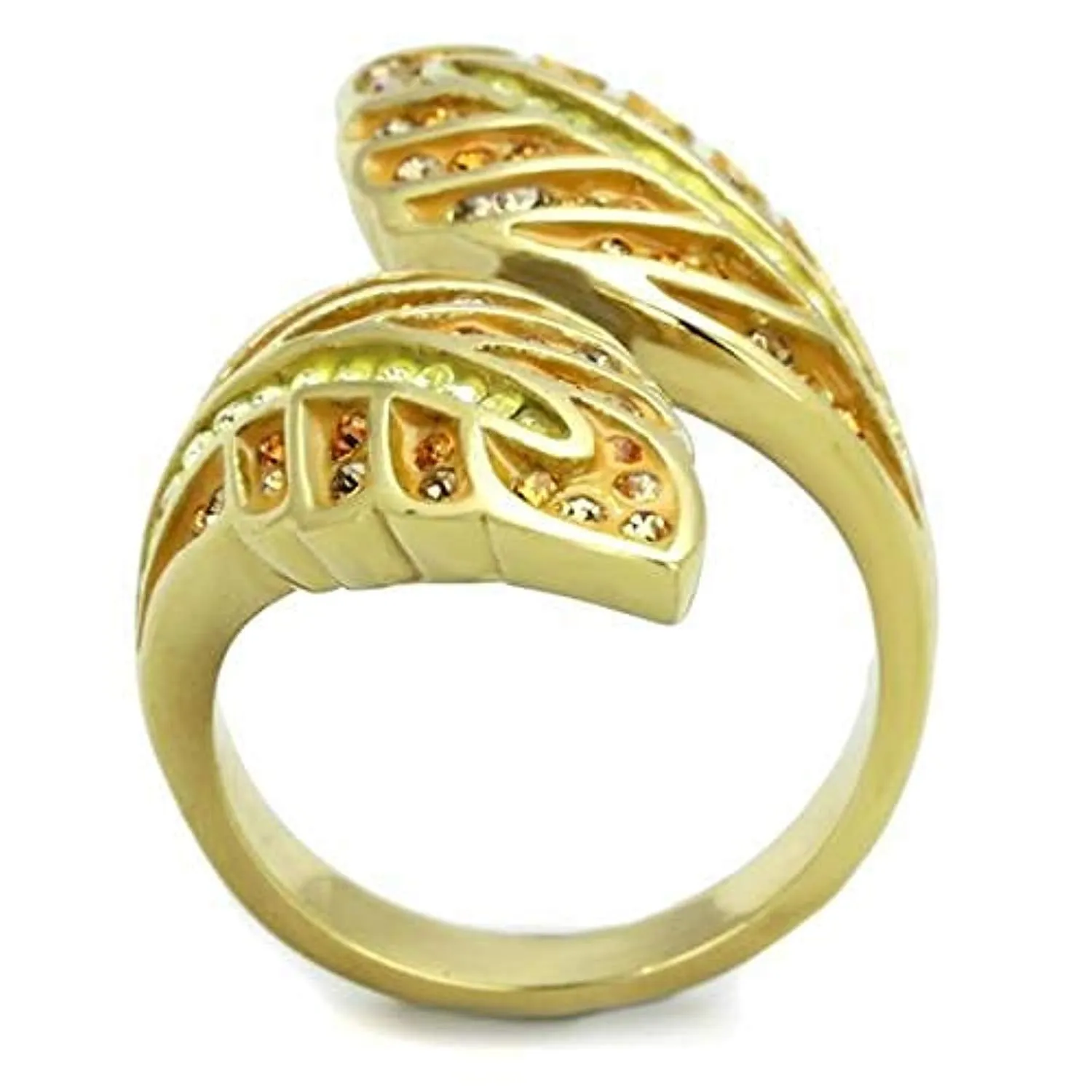 WildKlass Stainless Steel Ring IP Gold Women Top Grade Crystal Multi Color