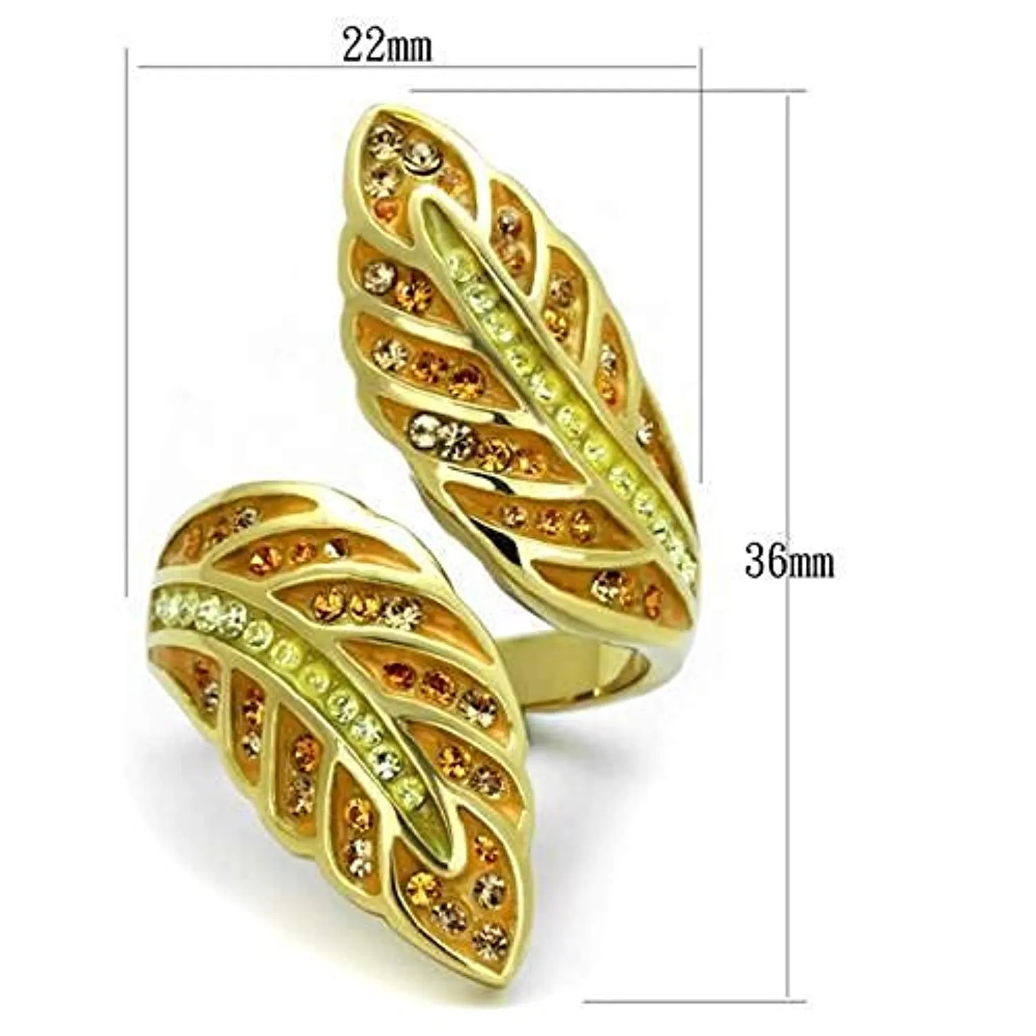 WildKlass Stainless Steel Ring IP Gold Women Top Grade Crystal Multi Color