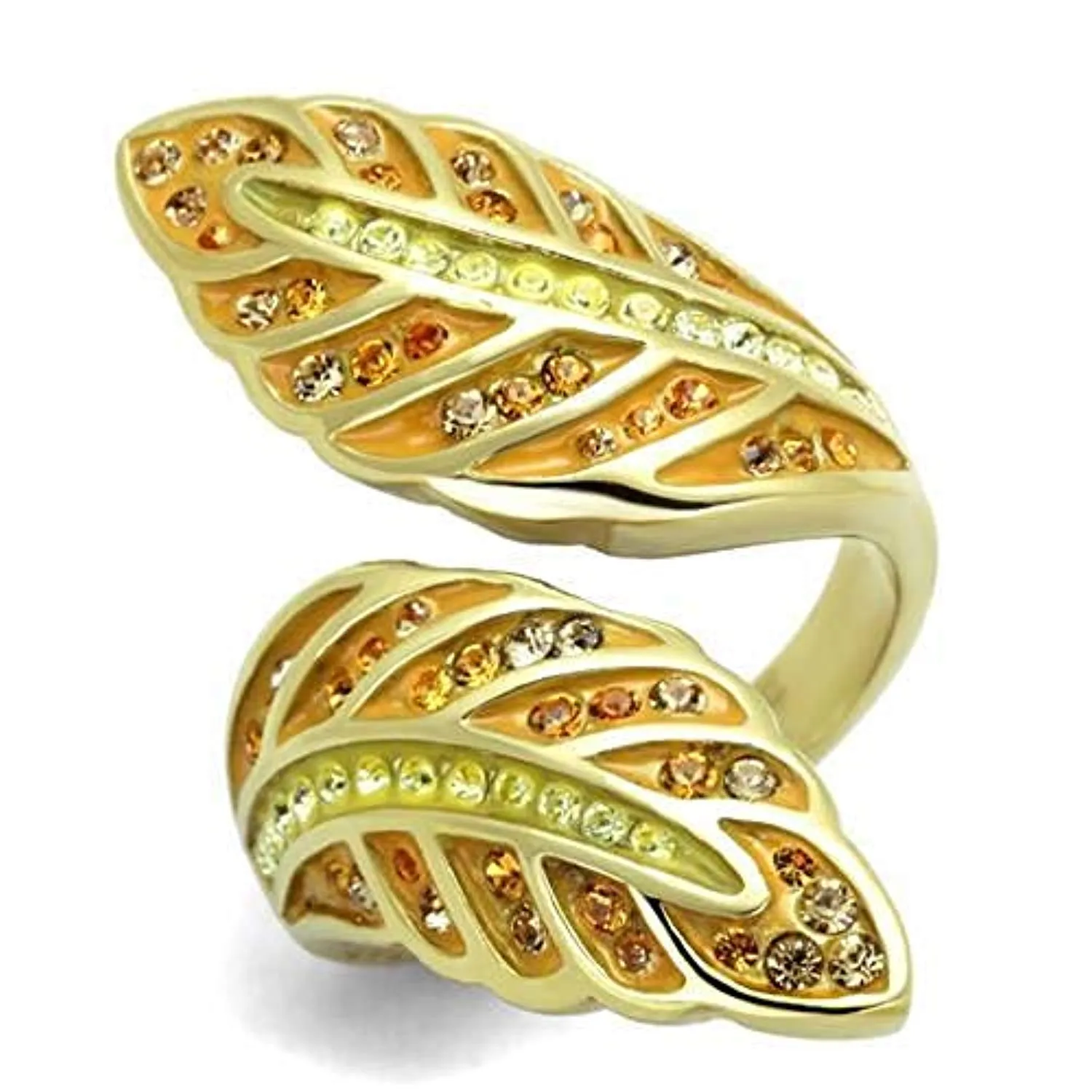 WildKlass Stainless Steel Ring IP Gold Women Top Grade Crystal Multi Color