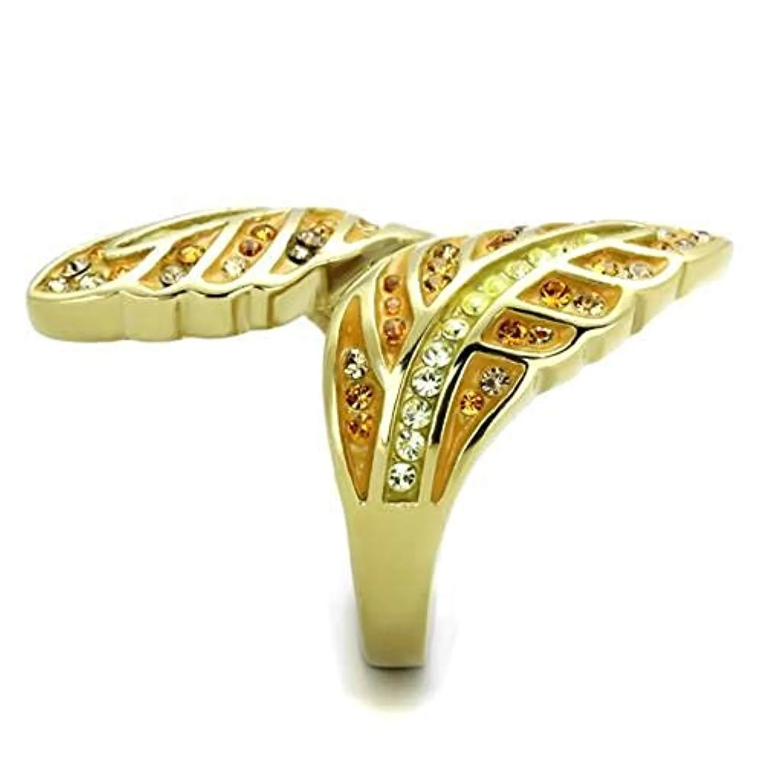 WildKlass Stainless Steel Ring IP Gold Women Top Grade Crystal Multi Color