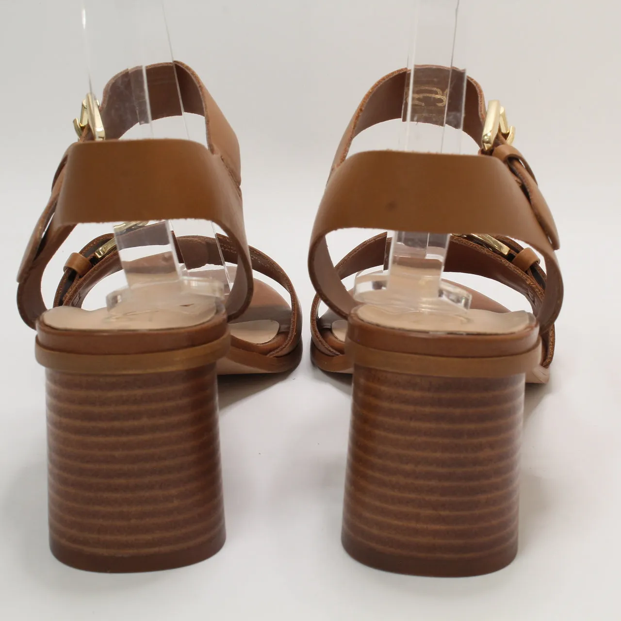 Womens Office Mercy Buckle Two Part Sandals Tan Leather